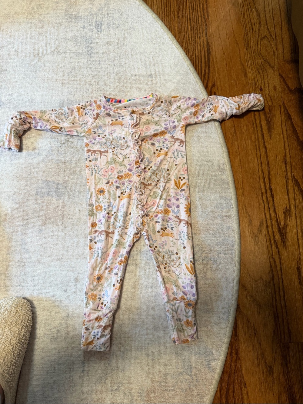 Magnetic Me Soft Floral Ruffle One-Piece Pajamas - Pink